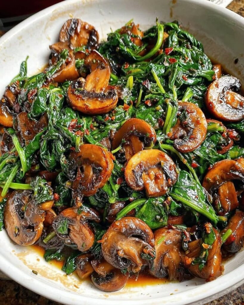 Sauteed Garlic Spinach and Mushrooms 2