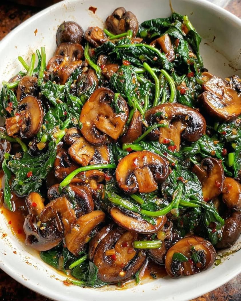 Sautéed Garlic Spinach and Mushrooms: A Simple, Flavorful Side Dish 1 Sauteed Garlic Spinach and Mushrooms