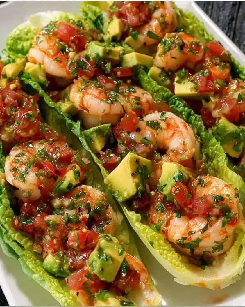 Shrimp Avocado Lettuce Boats
