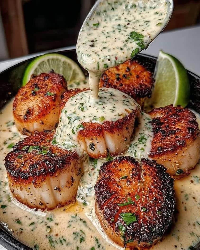 Sizzling Scallops with Lime Cilantro Sauce: A Restaurant-Quality Recipe 4 Sizzling Scallops with Zesty Lime Cilantro Sauce 1
