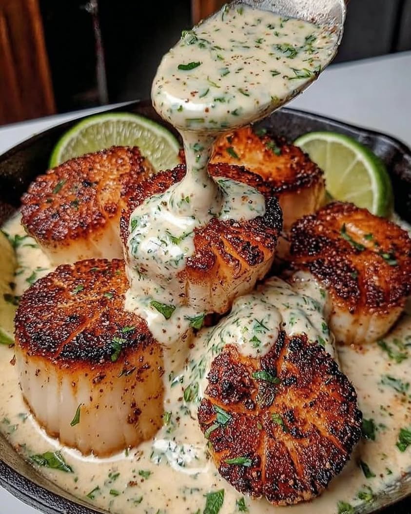 Sizzling Scallops with Zesty Lime Cilantro Sauce Recipe 1 Sizzling Scallops with Zesty Lime Cilantro Sauce