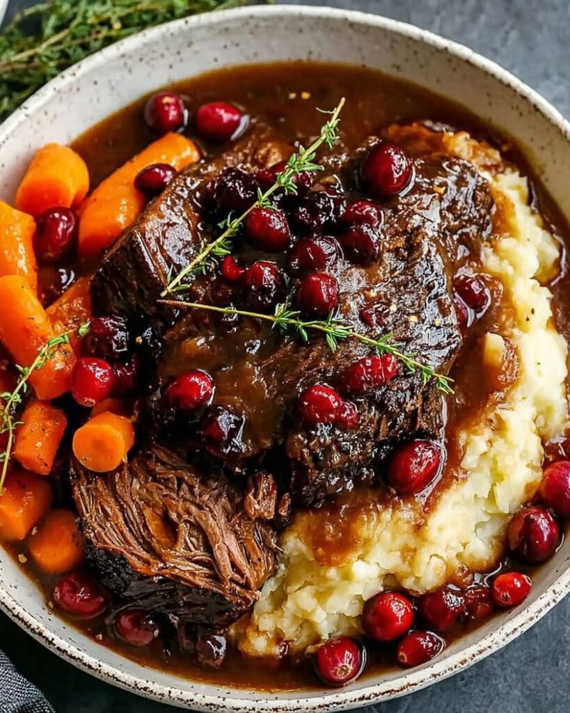 Slow Braised Beef Roast with Cranberry Balsamic Glaze