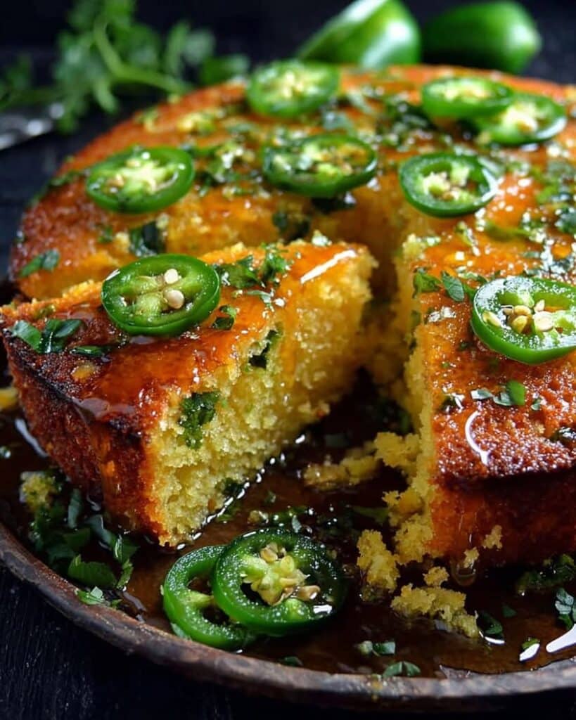 Spicy Sweet Jalapeno Cornbread with Zesty Lime Drizzle