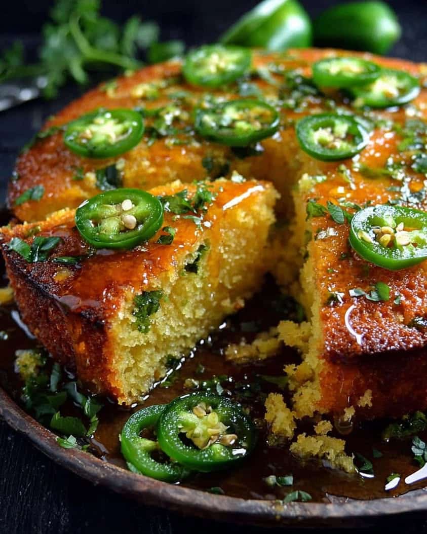 Spicy Sweet Jalapeno Cornbread with Zesty Lime Drizzle