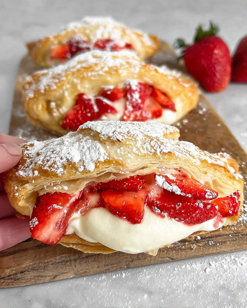 Easy Strawberry Cheesecake Turnovers Recipe with Puff Pastry 1 Strawberry Cheesecake Turnovers 1