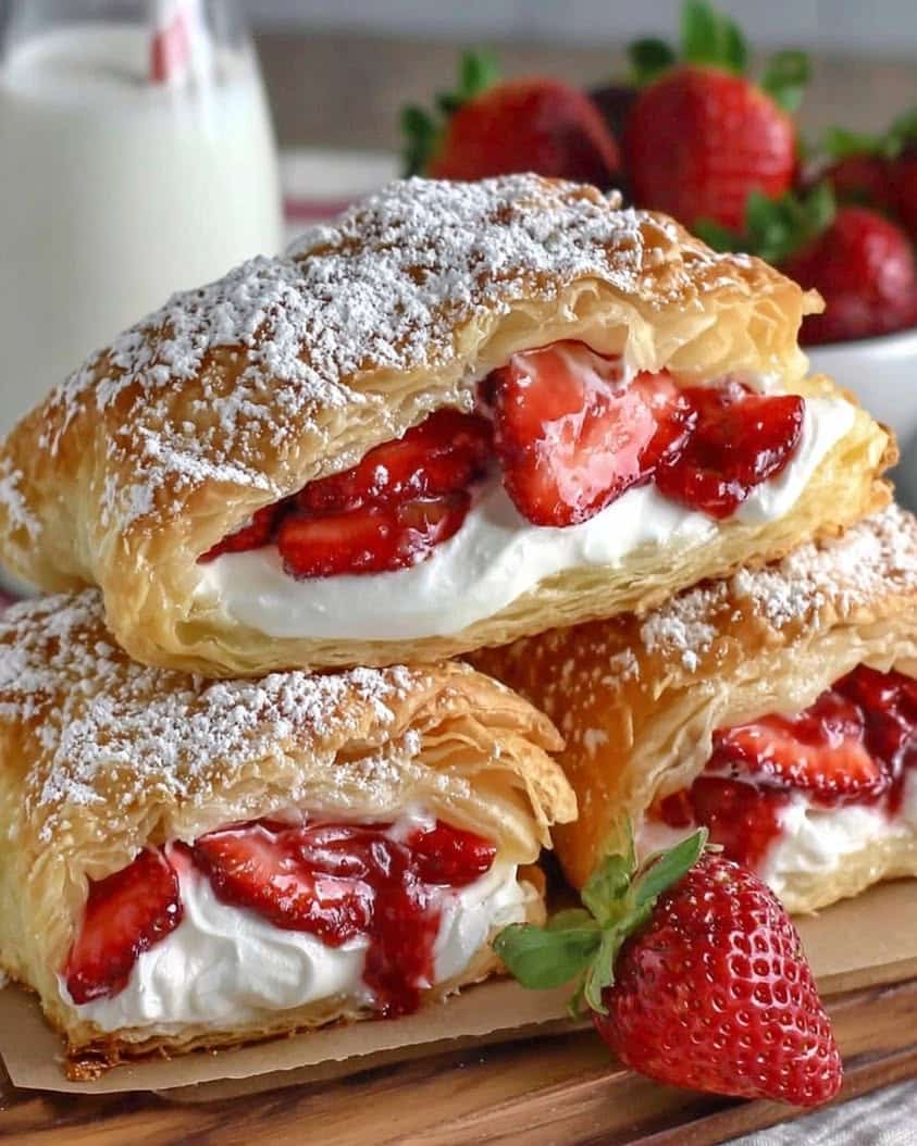 Easy Strawberry Cheesecake Turnovers Recipe with Puff Pastry 1 Strawberry Cheesecake Turnovers
