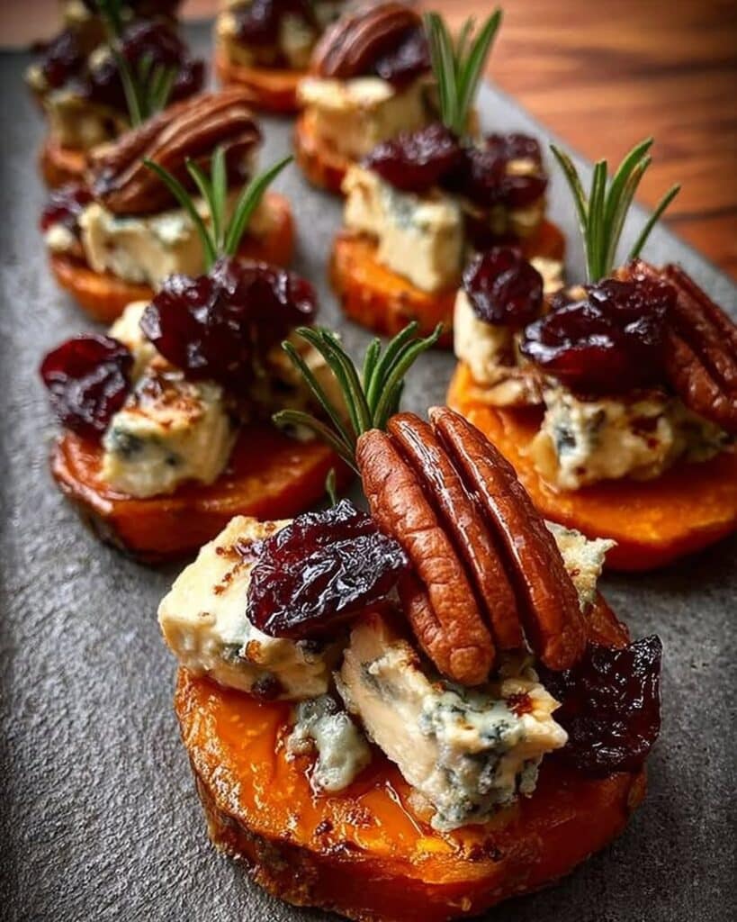 Sweet Potato Rounds with Blue Cheese Cranberry Pecans 1