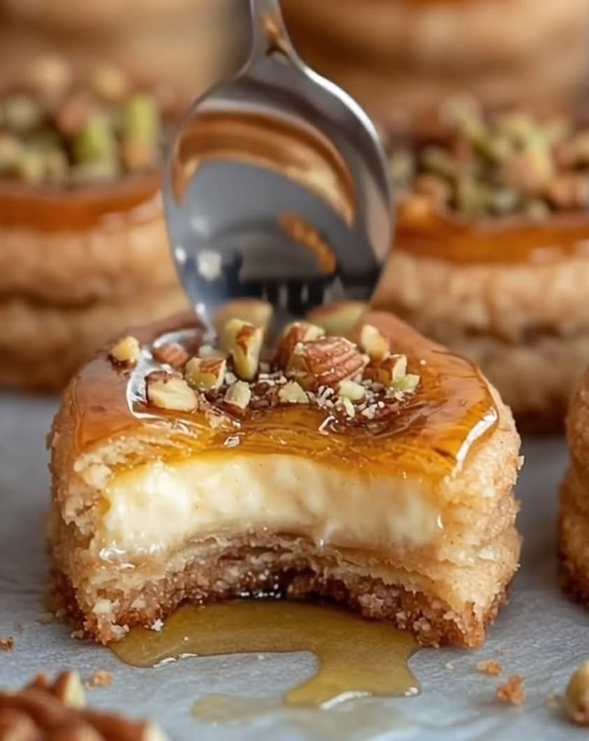 All the cozy baklava flavors—pistachios walnuts cinnamon and cardamom—baked into crisp cookies and sandwiched with a