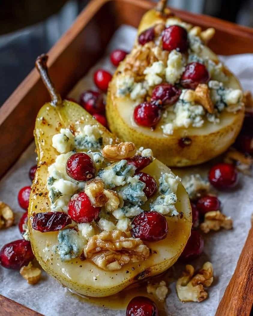Baked Pears with Cranberries Honey Walnuts Blue Cheese 1