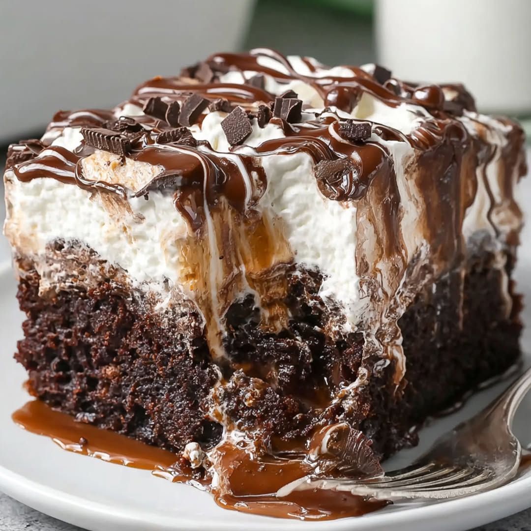 Best Chocolate Poke Cake with Marshmallow