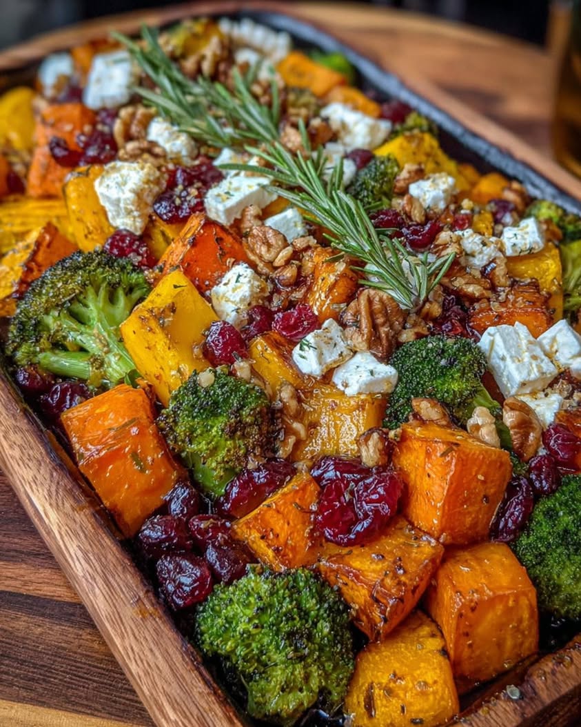 Roasted Harvest Vegetables with Feta, Walnuts, and Honey Glaze