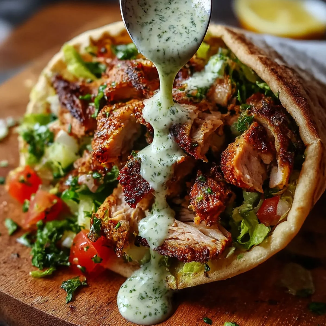 Chicken Shawarma 🌯🔥 Juicy spice marinated chicken with that warm cumin cardamom aroma—served in soft pita with crisp