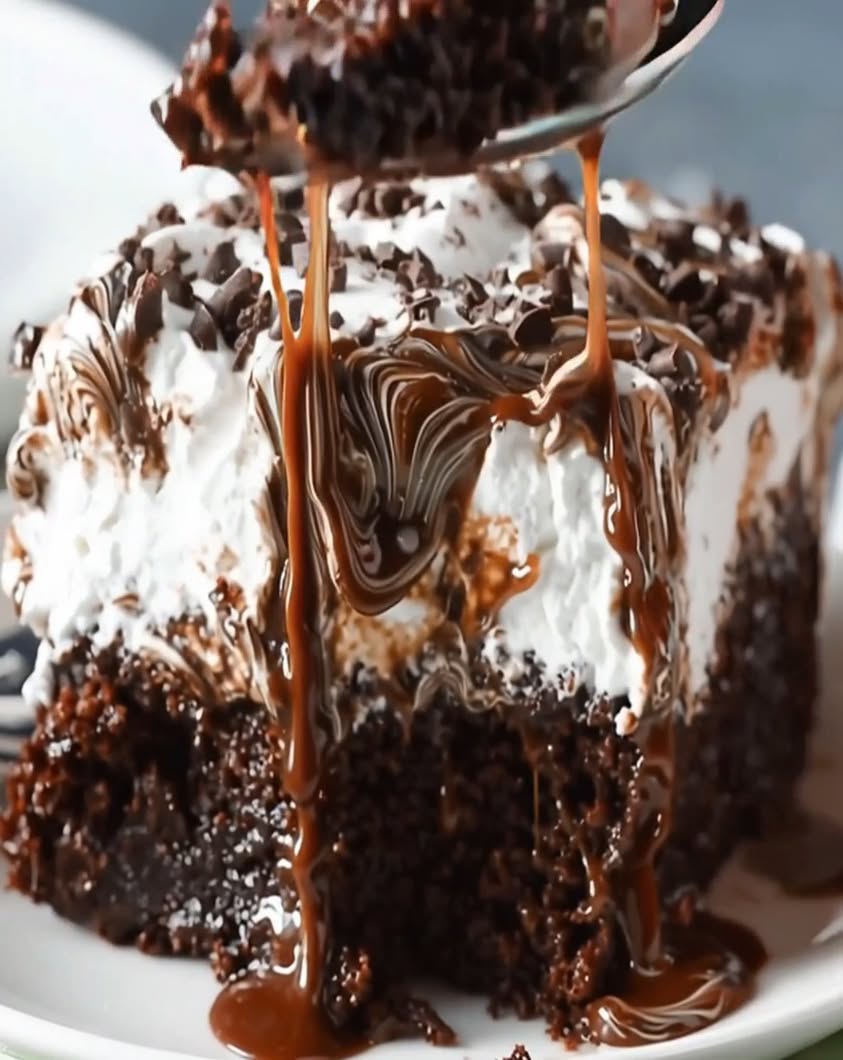 Chocolate Poke Cake with Marshmallow 1