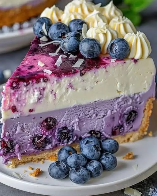 Creamy White Chocolate Blueberry Cheesecake 3