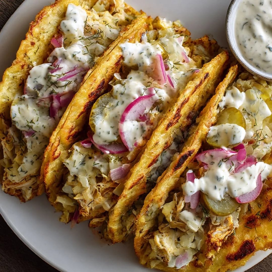 Dill Pickle Ranch Smash Chicken Tacos