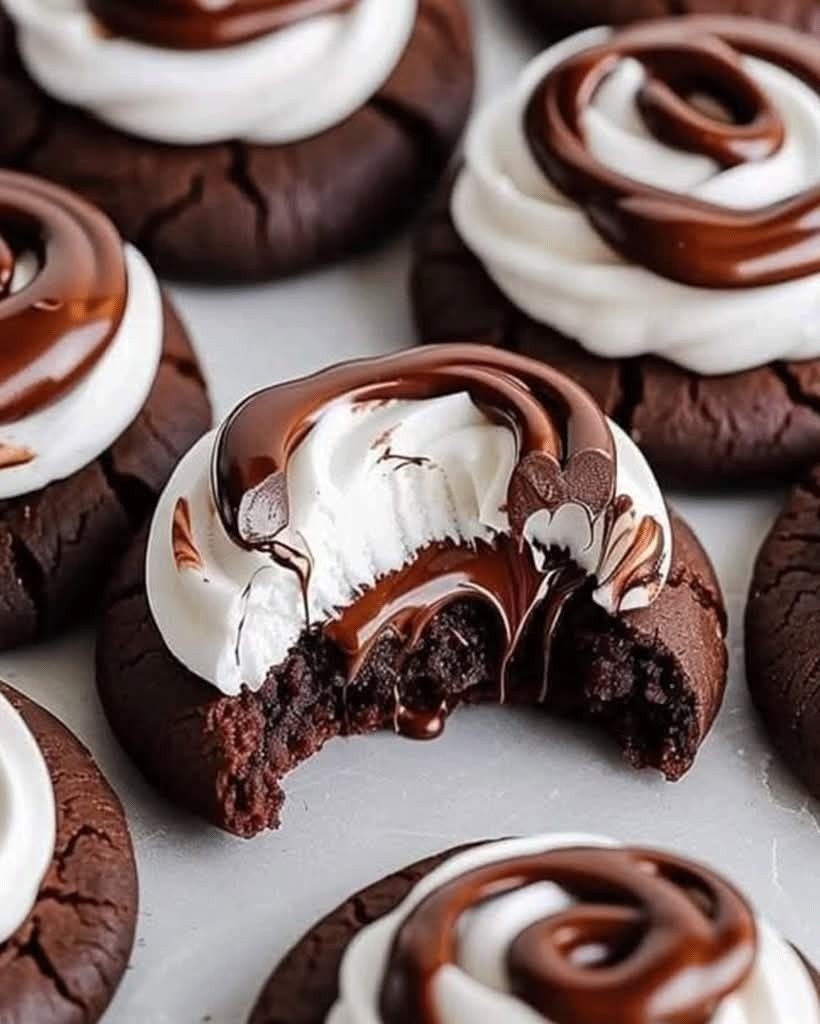 Double Chocolate Marshmallow Cookies 🍫🤍 🍪