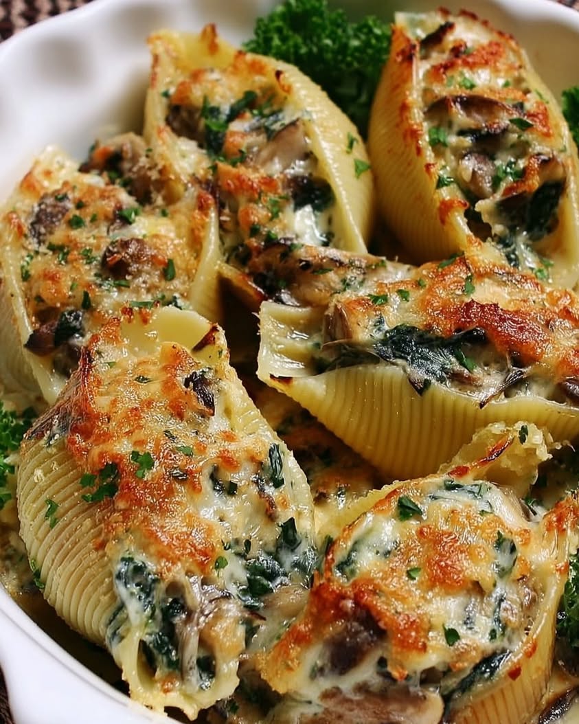 Easter Artichoke Spinach and Wild Mushroom Stuffed Shells