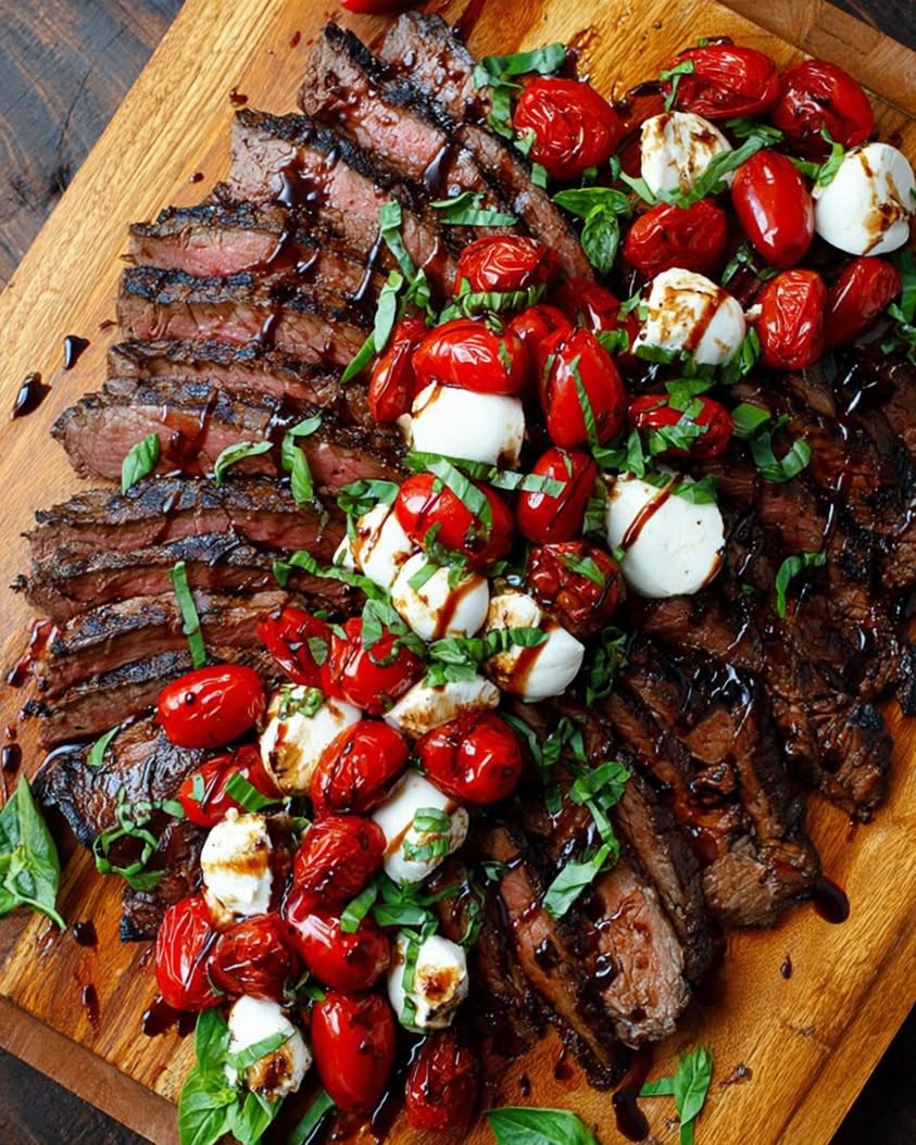 Grilled Flank Steak with a Balsamic Caprese Twist Recipe 1 Grilled Flank Steak with Balsamic Caprese Twist