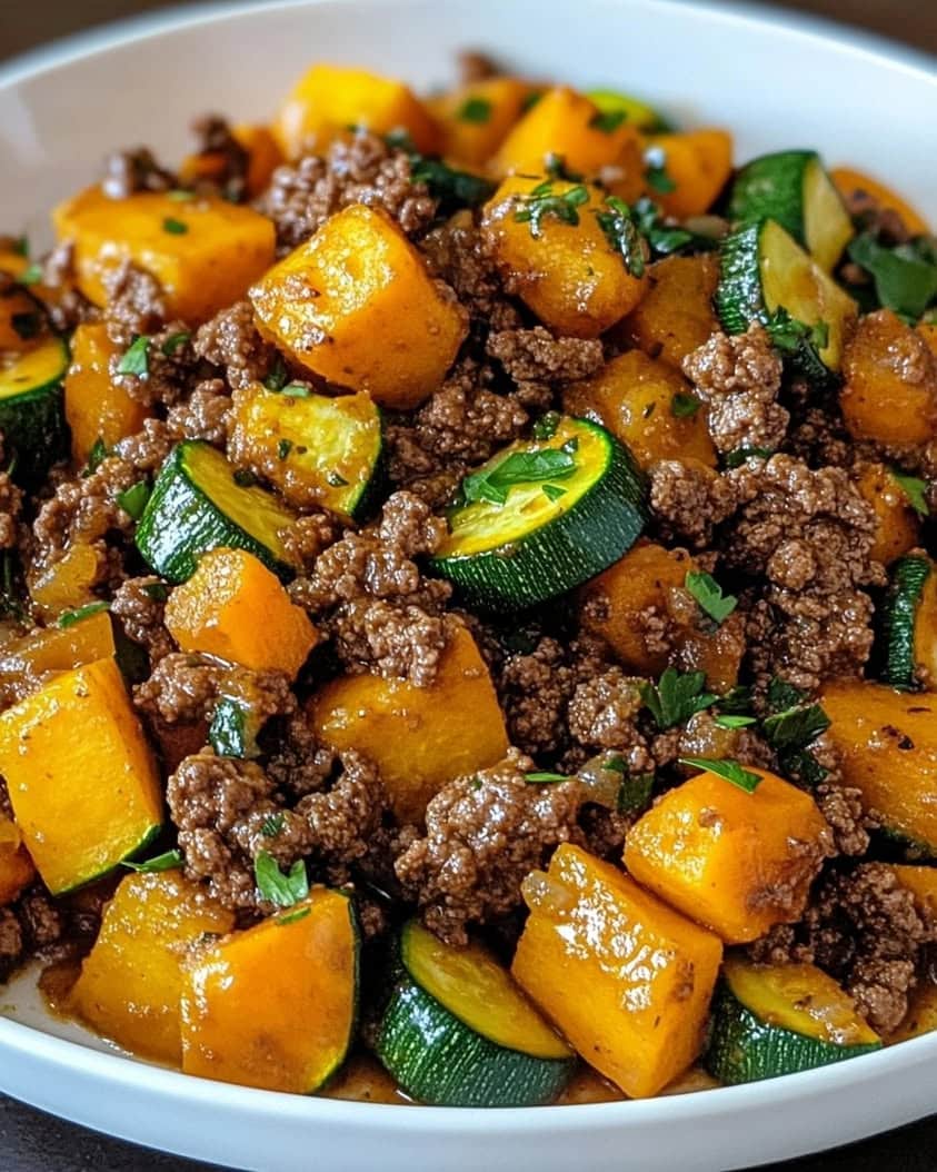 Ground Beef Zucchini Sweet Potato Skillet Recipe