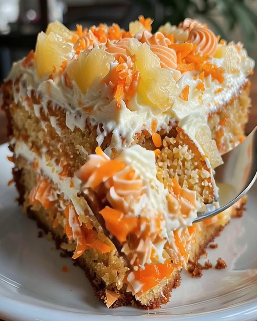 Hawaiian Pineapple Carrot Cream Cake 🥕🍍🍰