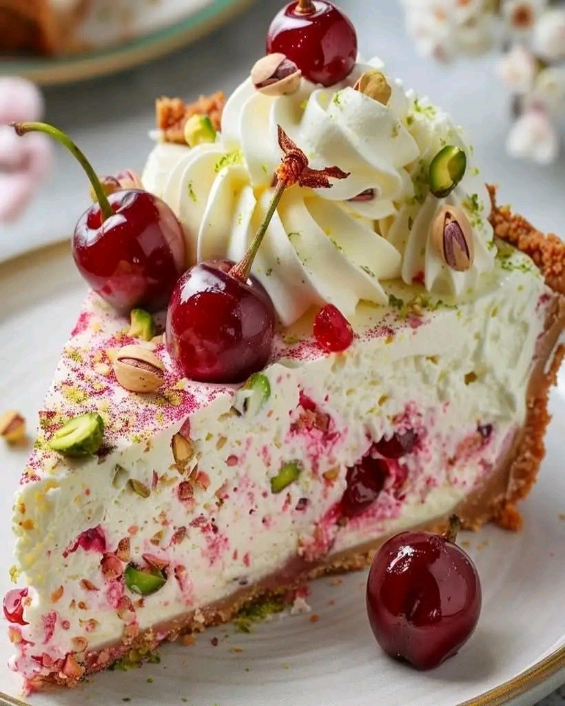 Luscious Lemon Lime Cherry Pistachio Cheesecake 🍋🍒💚