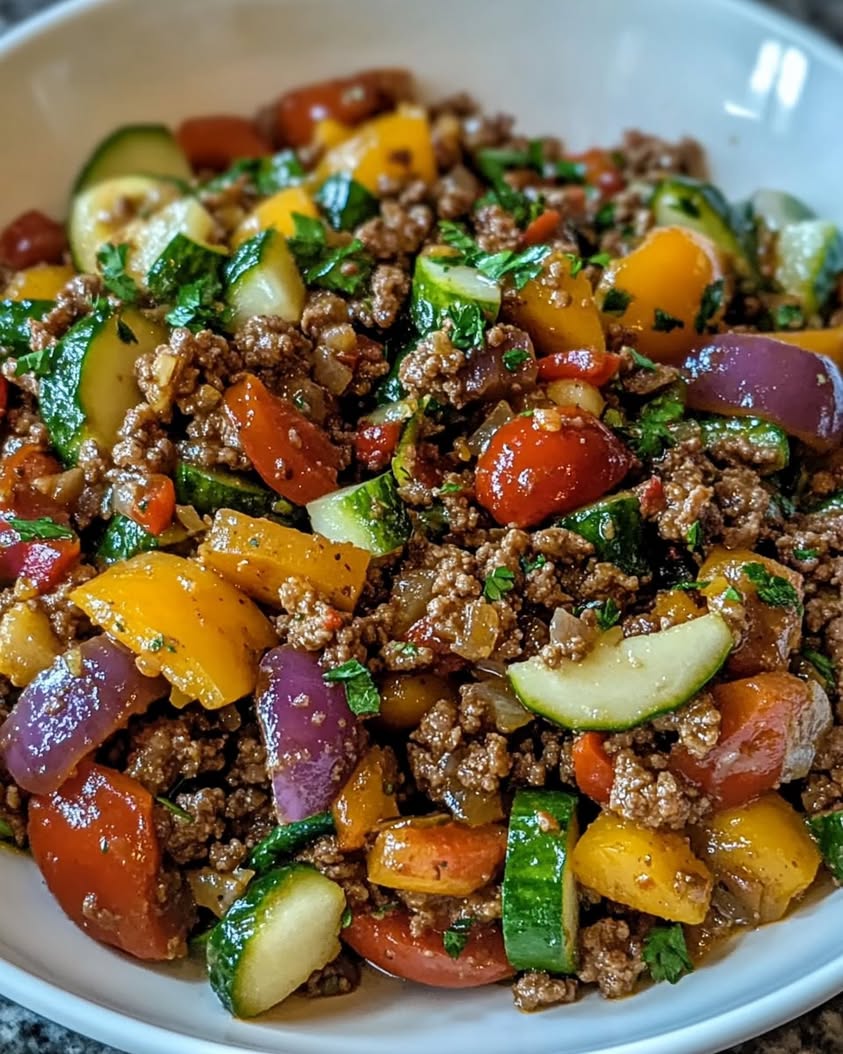 Mediterranean Ground Beef Stir Fry