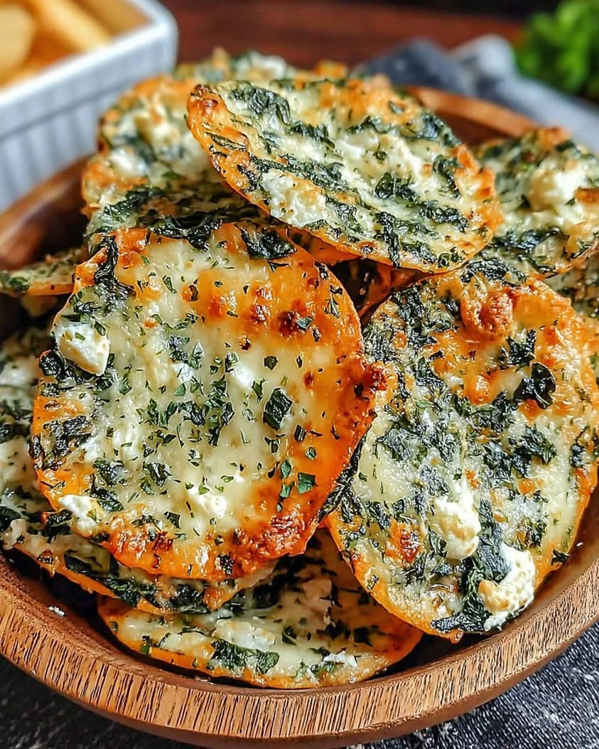Mediterranean Spinach and Feta Cheese Crisps