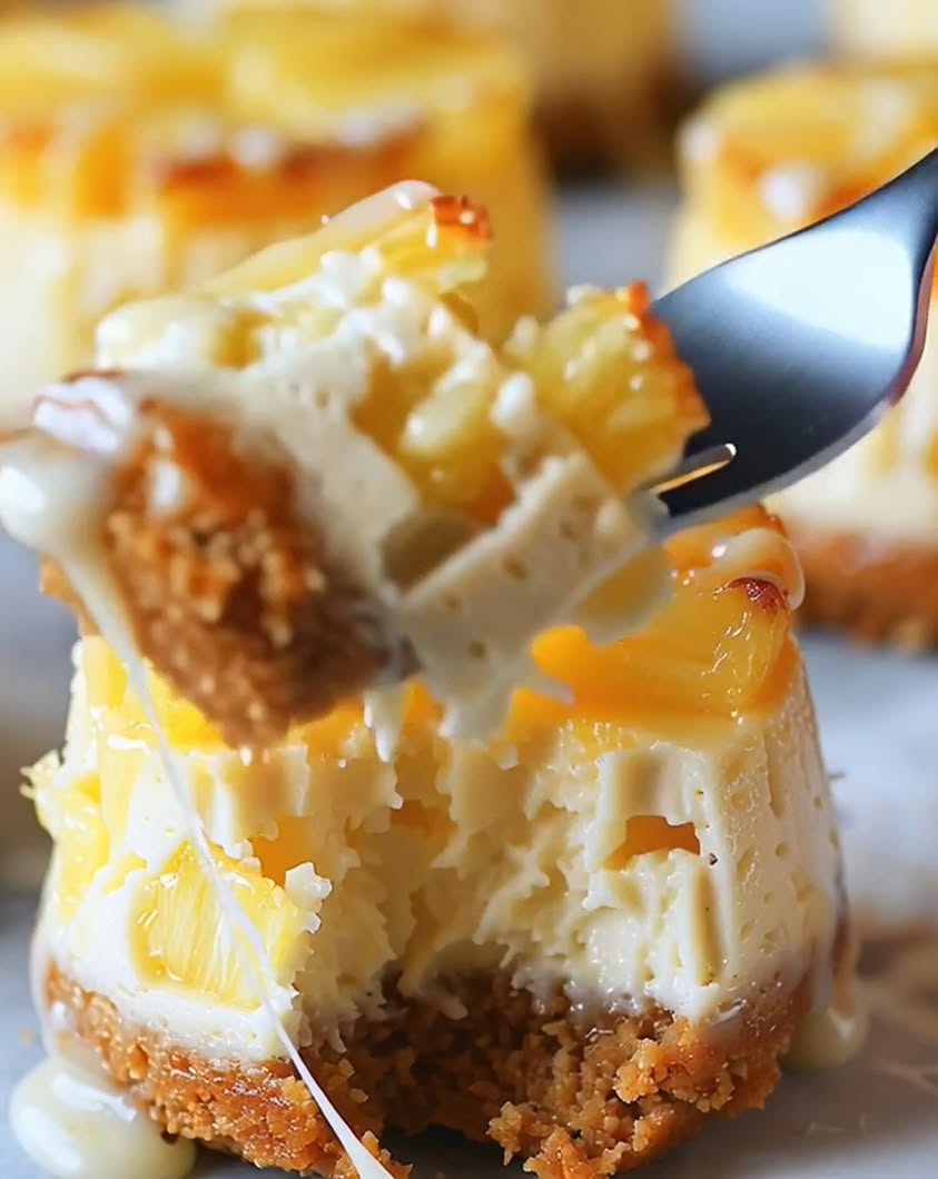 Mini Pineapple Upside Down Cheesecakes