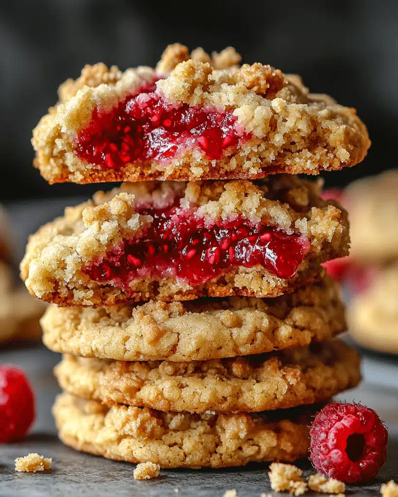 Easy Raspberry Crumble Cookies with a Buttery Streusel Topping