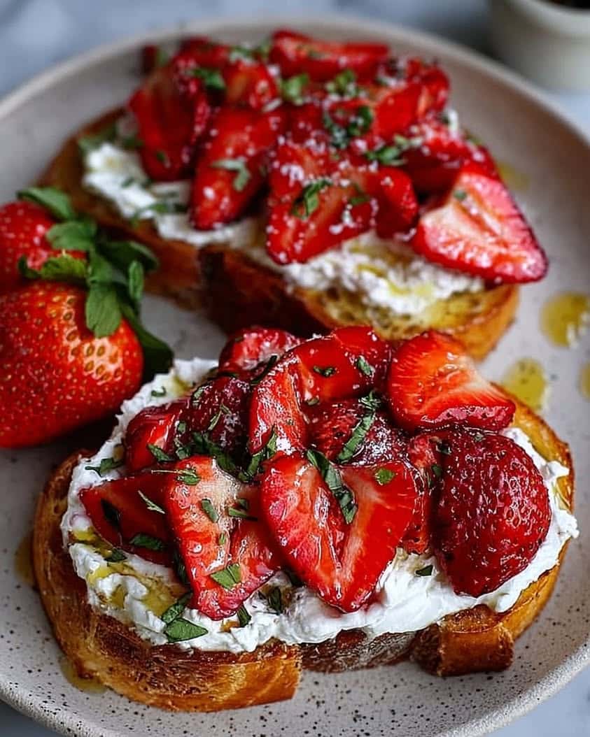 Roasted Strawberry Whipped Ricotta Toast