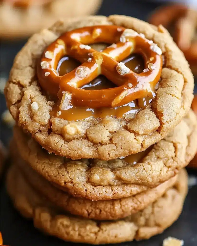 Salty Sweet Pretzel Peanut Butter Cookies