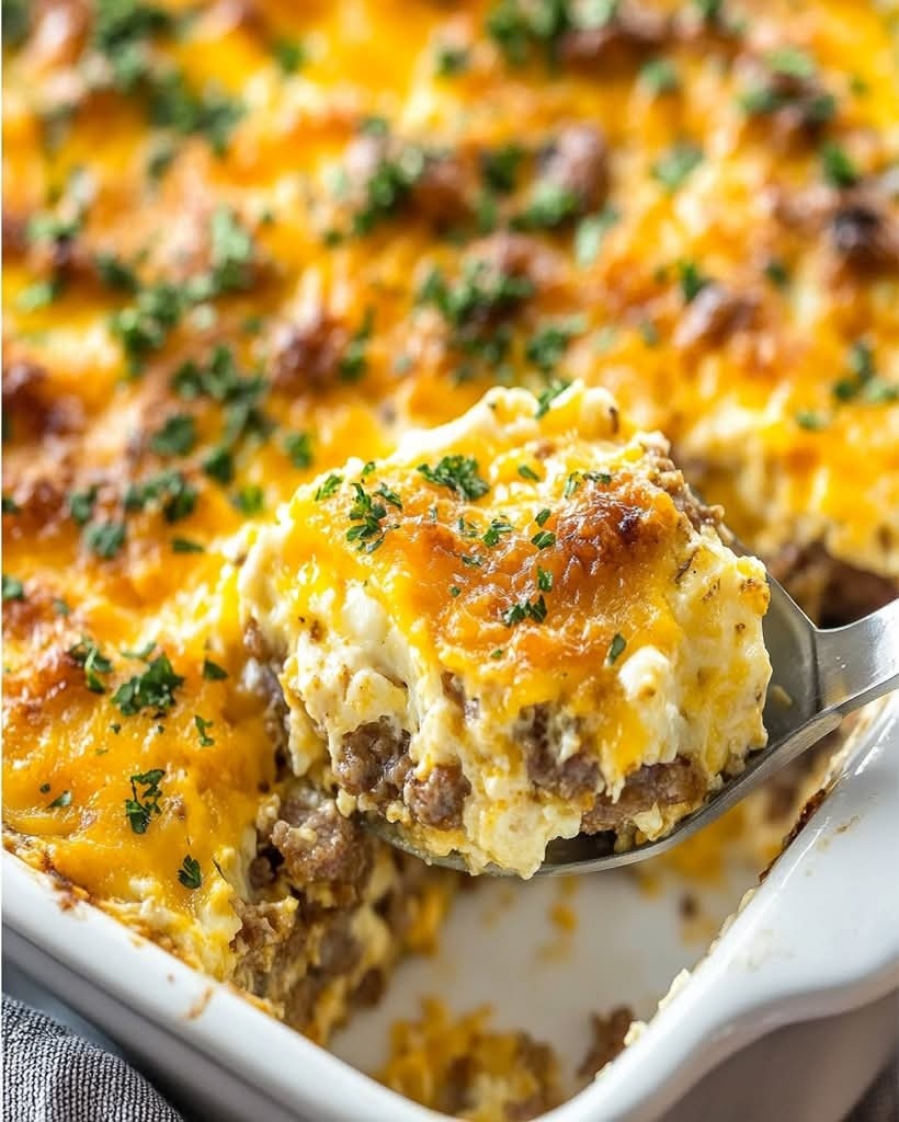 Savory Breakfast Sausage and Cheese Casserole Recipe