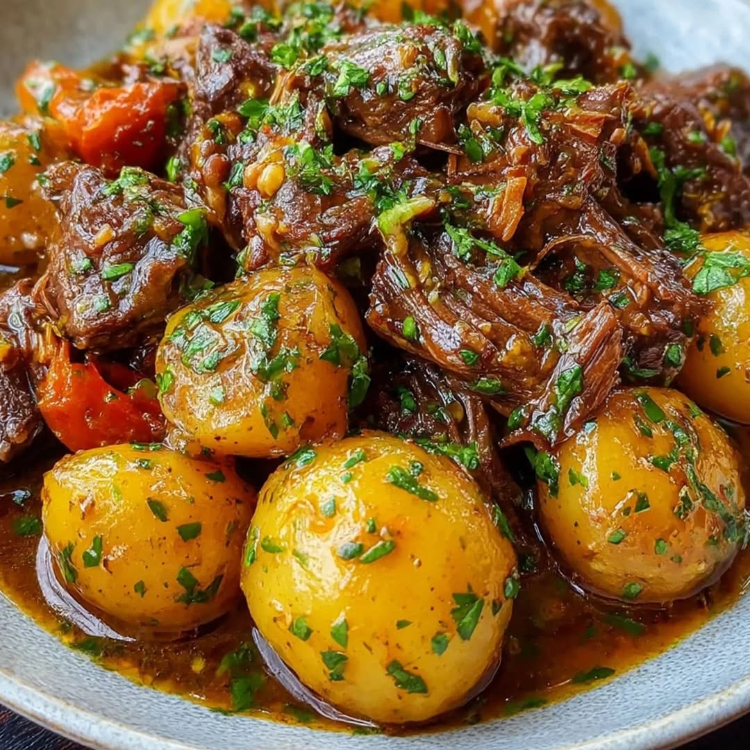 Slow Cooker Garlic Butter Beef 🧄🧈🥔