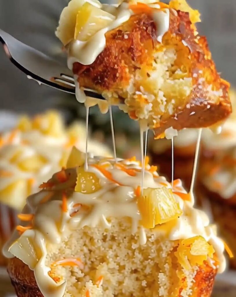 Soft warmly spiced and super moist thanks to crushed pineapple—these one bowl muffins are ready in about 30 minutes