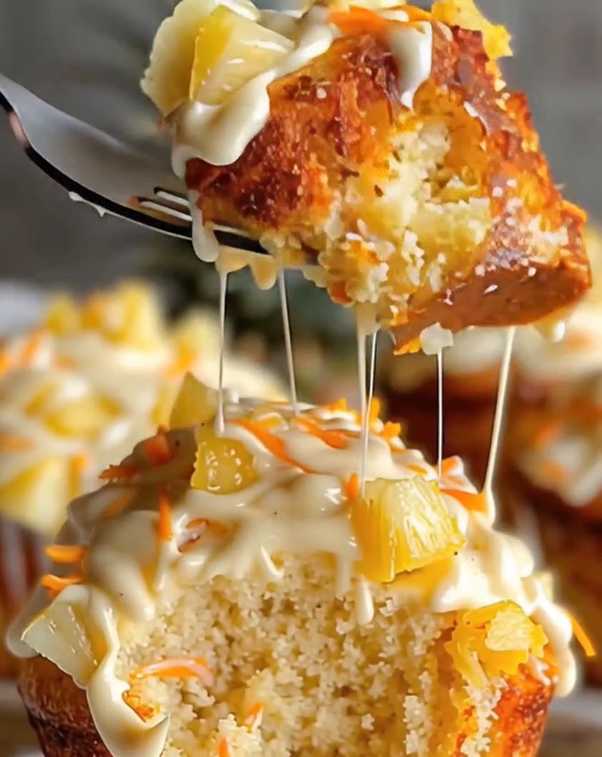 Soft warmly spiced and super moist thanks to crushed pineapple—these one bowl muffins are ready in about 30 minutes