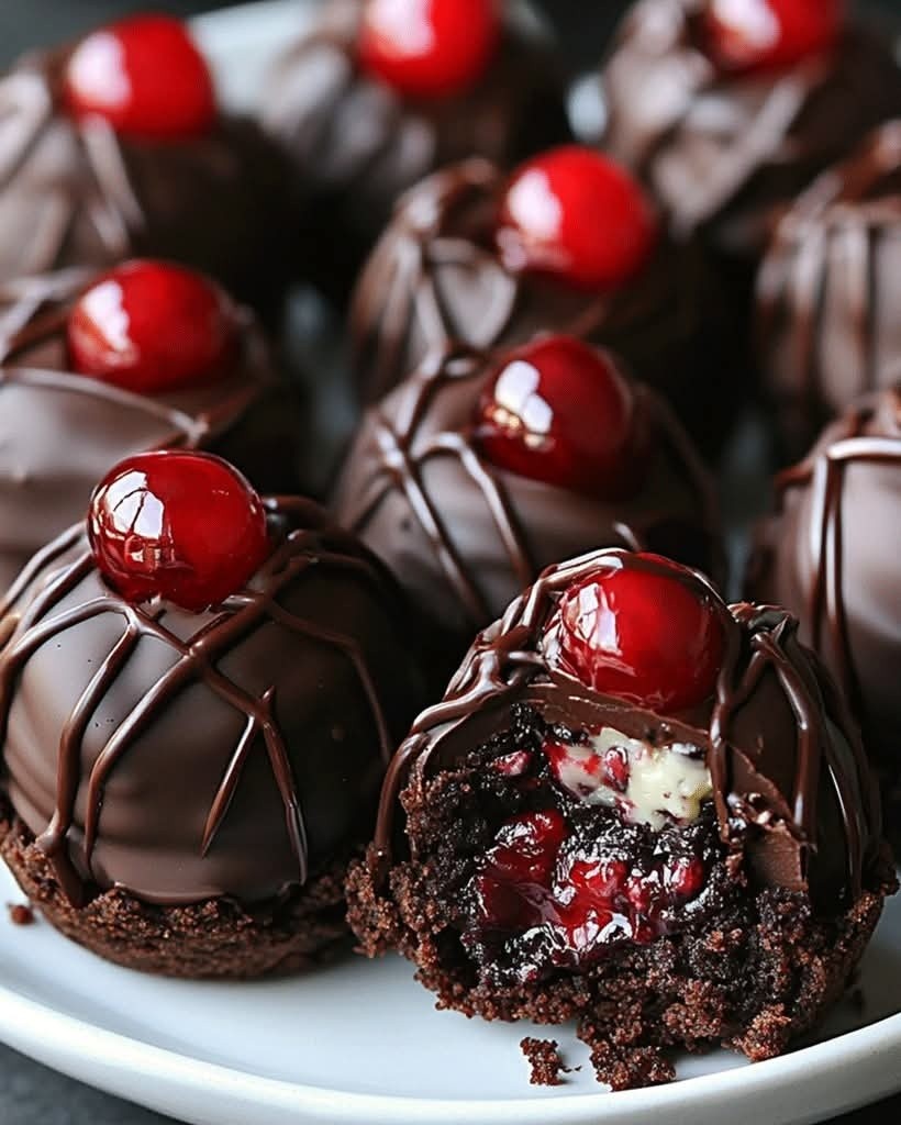 🍒 Black Forest Cookie Dough Brownie Bombs Recipe 🍪🍫