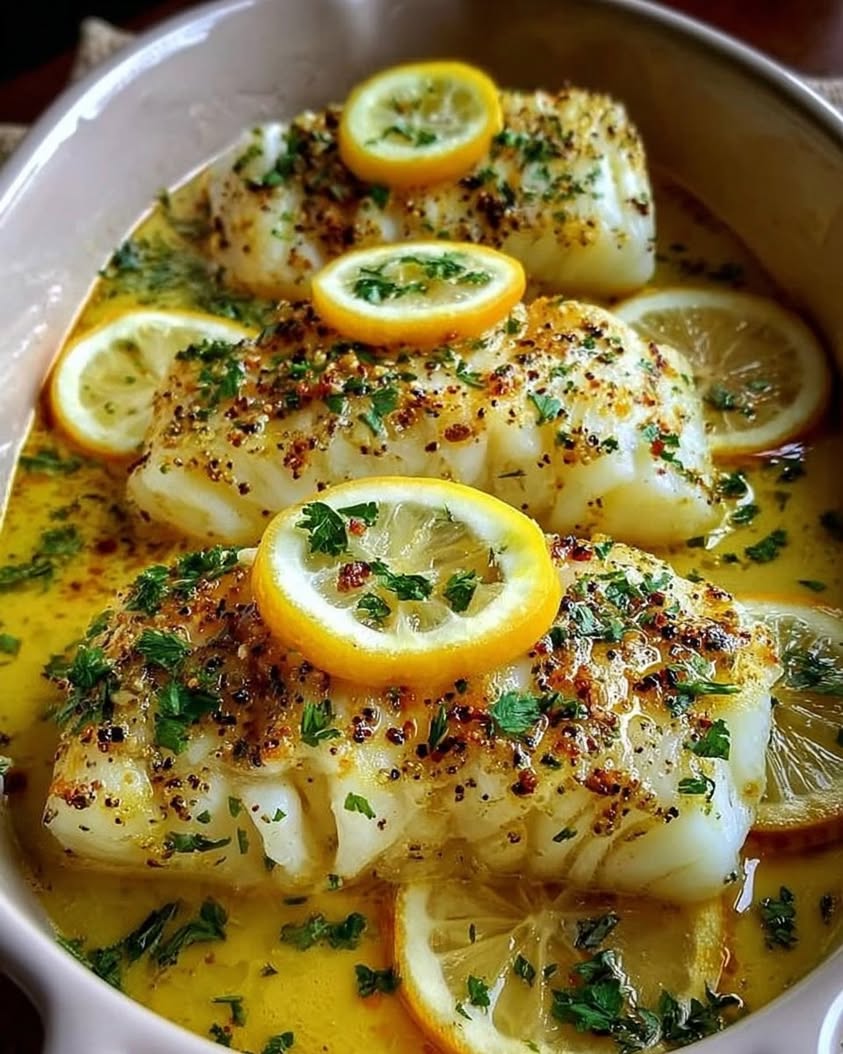 Baked Lemon-Garlic Cod with Butter Sauce: Easy One-Pan Dinner Recipe