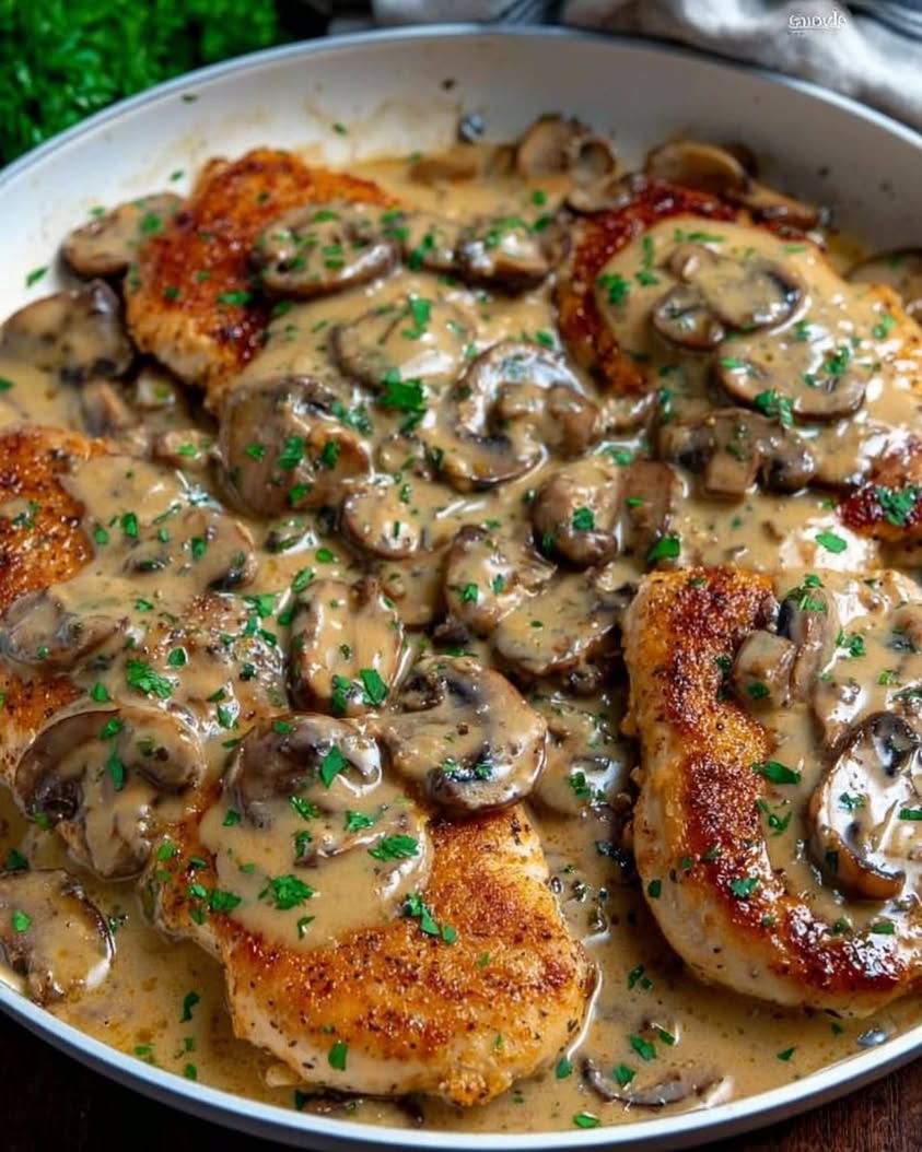 The Ultimate Chicken and Mushroom Skillet with Creamy Asiago Mustard Sauce