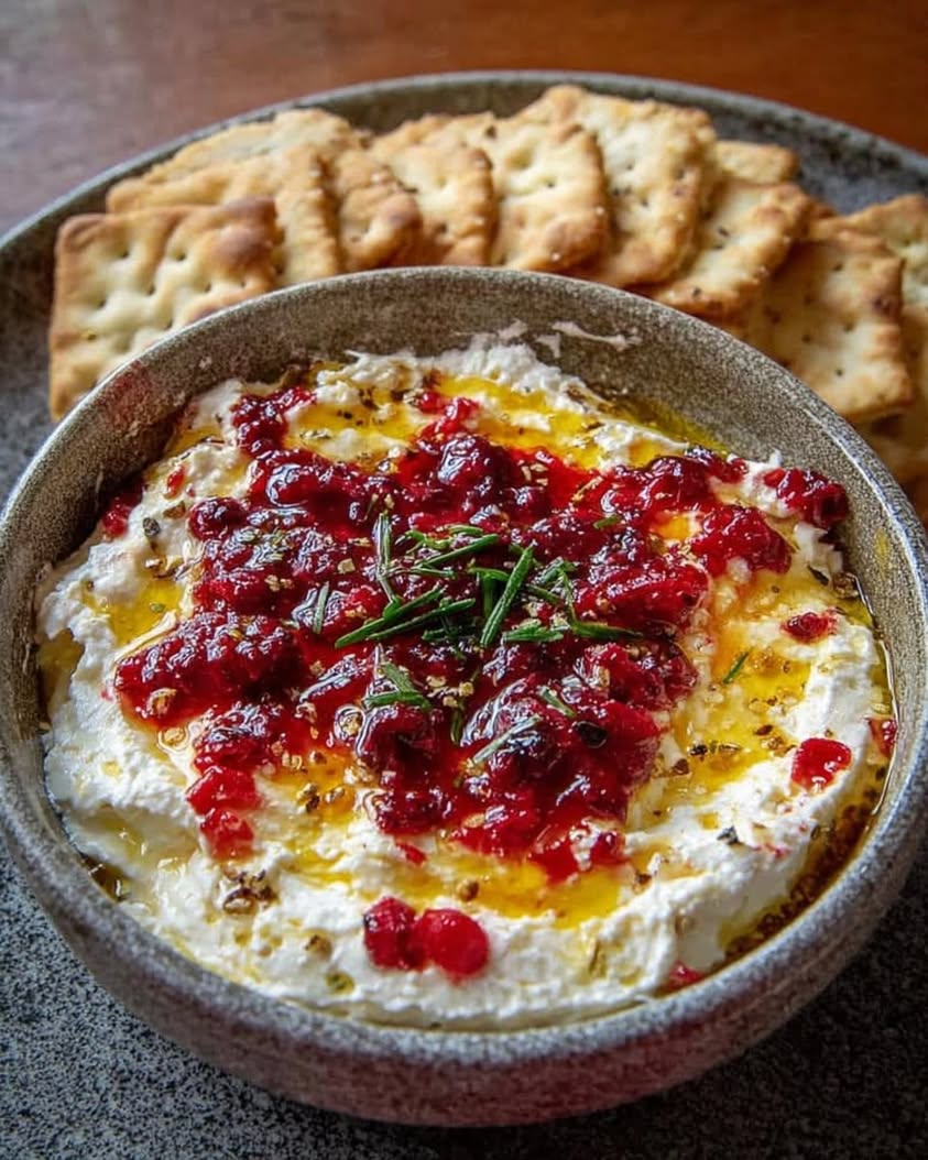Cranberry Whipped Feta Dip with Hot Honey Drizzle Recipe