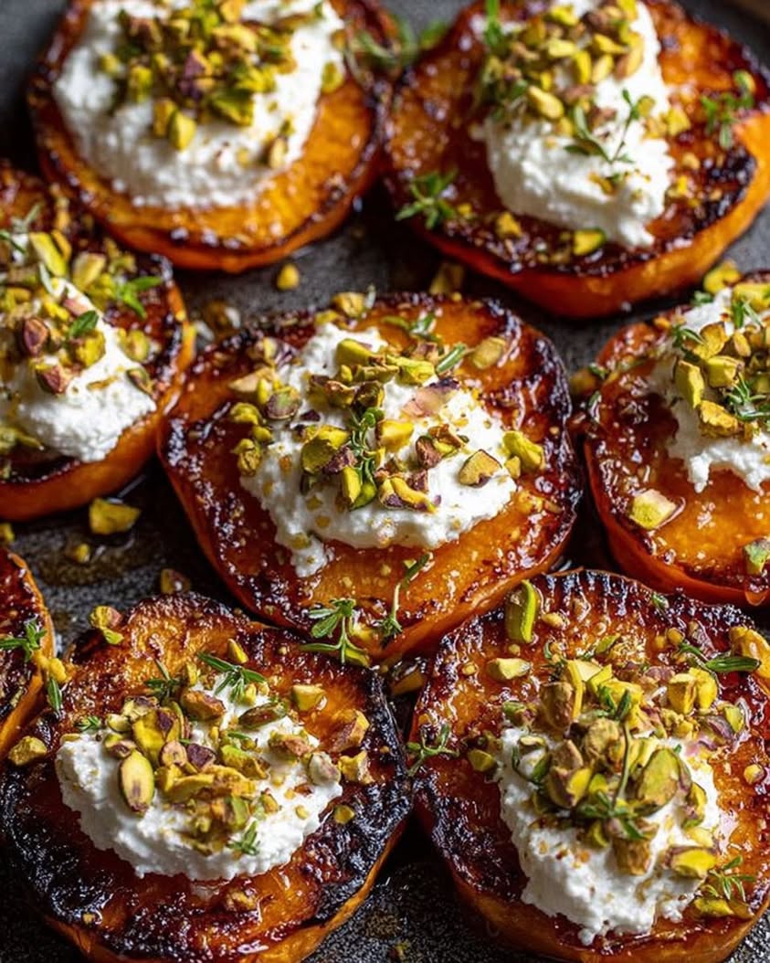 Crispy Smashed Sweet Potatoes with Whipped Feta and Hot Honey Recipe