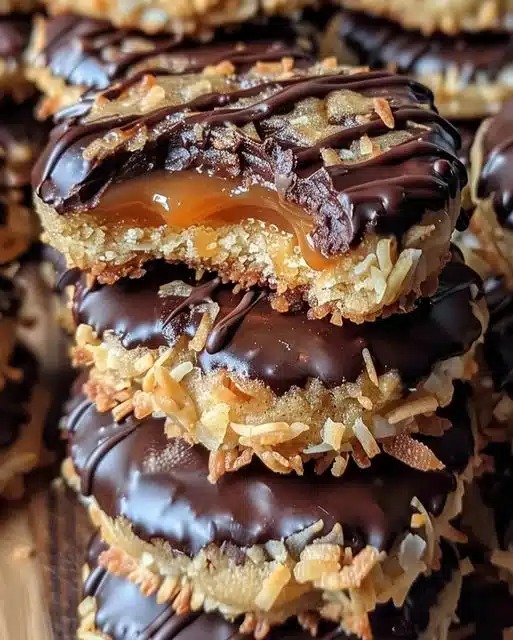 Decadent Caramel Coconut Chocolate Cookies
