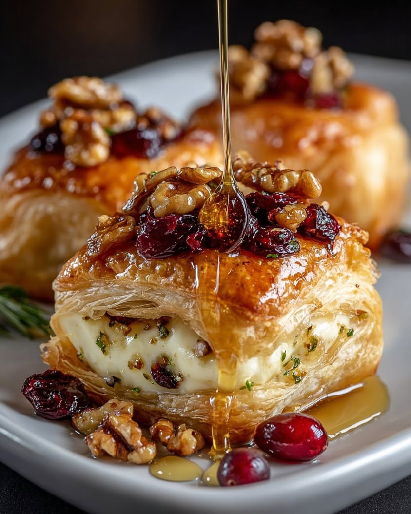 Flaky Brie and Cranberry Puff Pastry with Toasted Walnuts