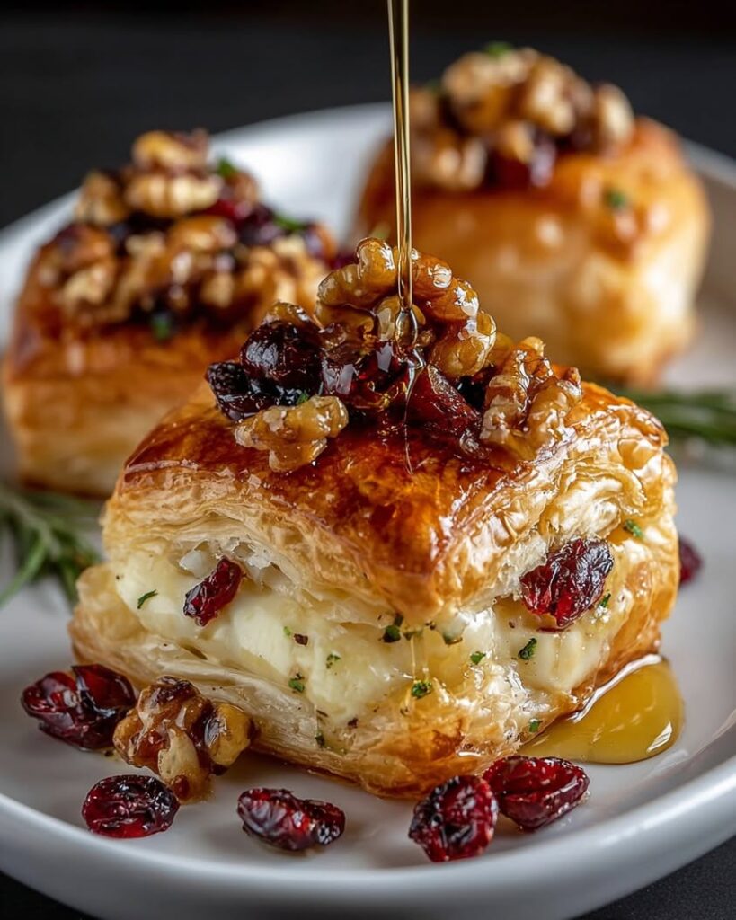 Flaky Puff Pastry with Brie Cranberries Toasted Walnuts