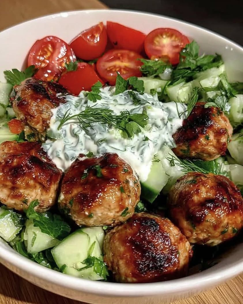 Greek Chicken Meatballs with Homemade Tzatziki: A Flavorful Feast