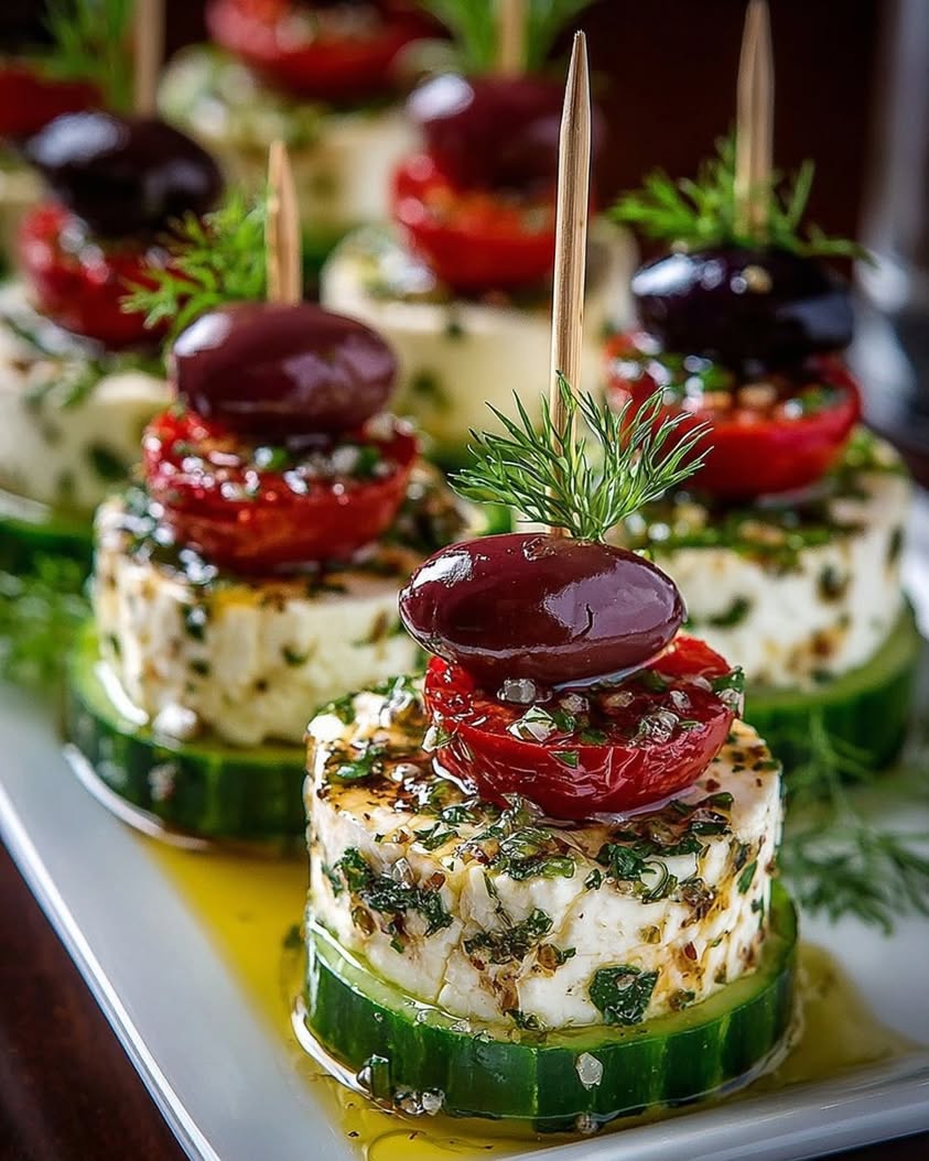 Greek Feta and Cucumber Bite Skewers: Easy Healthy Appetizer Recipe