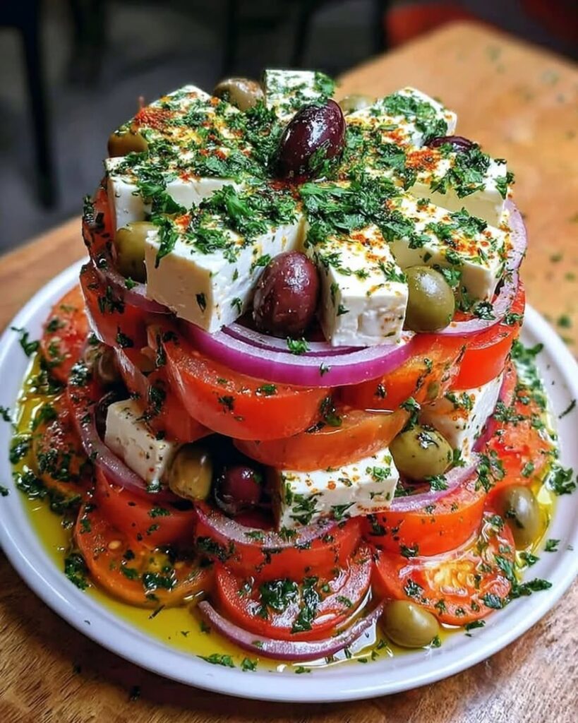 Greek Feta Salad Tower 1