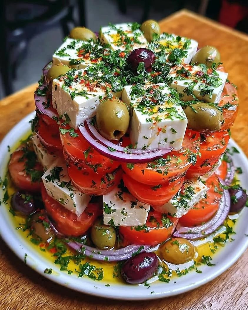 The Ultimate Greek Feta Salad Tower Recipe for Summer Entertaining