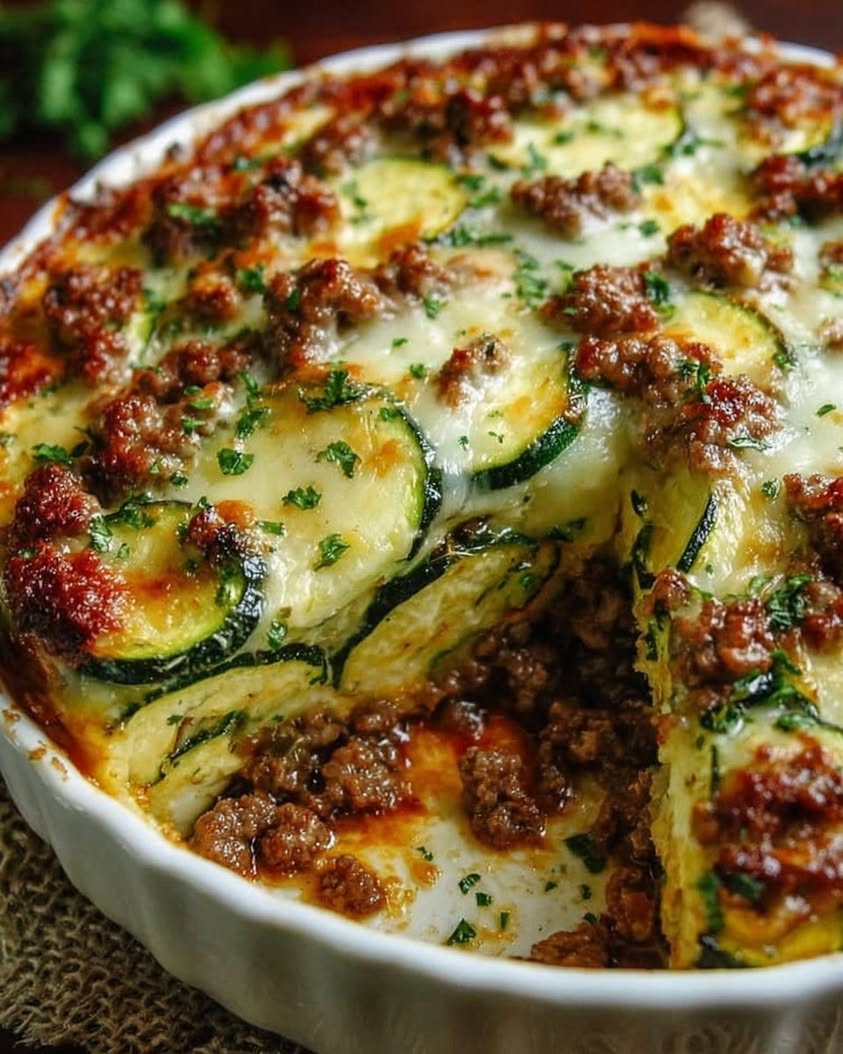 Low Carb Ground Beef Zucchini Bake: Easy One-Pan Dinner Recipe