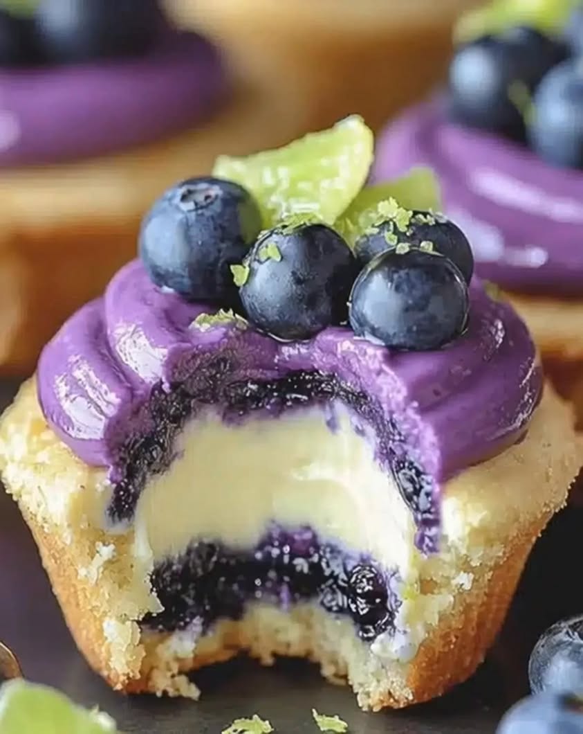 Irresistible Blueberry Lime Cheesecake Cupcakes 💜🧁