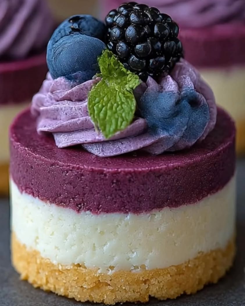 Irresistible Mini White Chocolate Blueberry Cheesecake